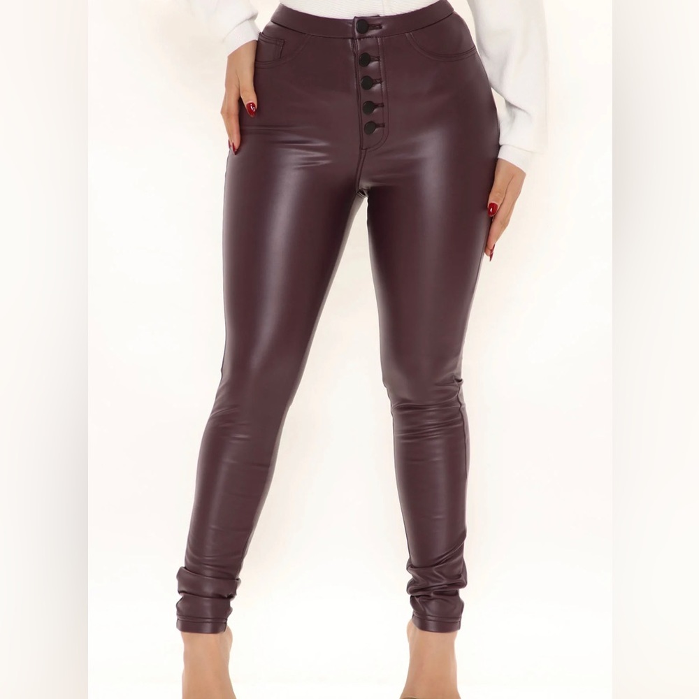 My Pleasure Faux Leather Pants - Plum